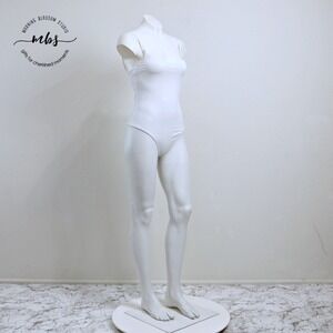 Babaton Spaghetti Strap Squareneck Contour Seamless Thong Bodysuit White Women M